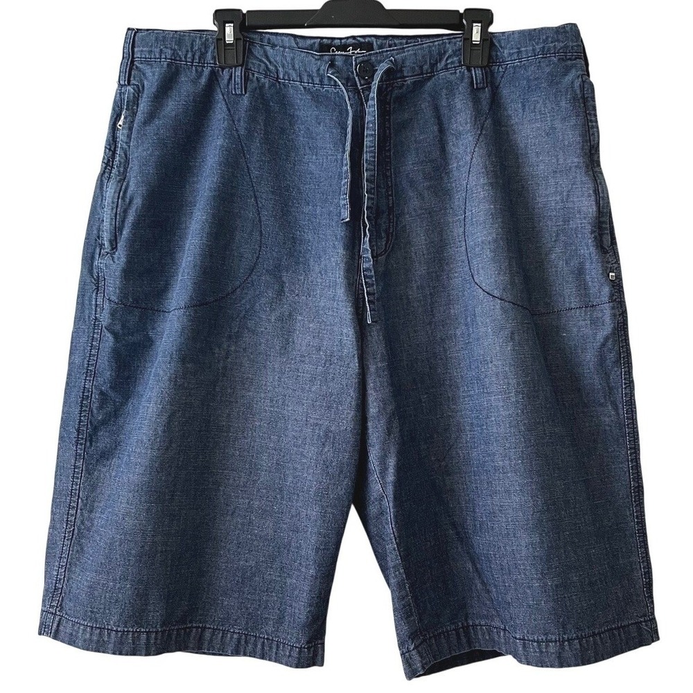 Sean John Mens Jean Shorts Size 40 Blue Wash Denim Loose Fit Wide Leg Streetwear